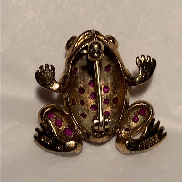 Ruby silver frog brooch beautiful unique rare find - Picture 10 of 11